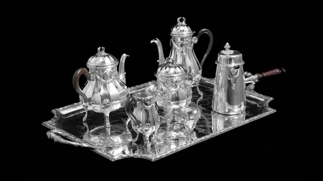 Christofle - 6 предметов, набор для чая/кофе в стиле Людовика XVI, серебро 950 пробы