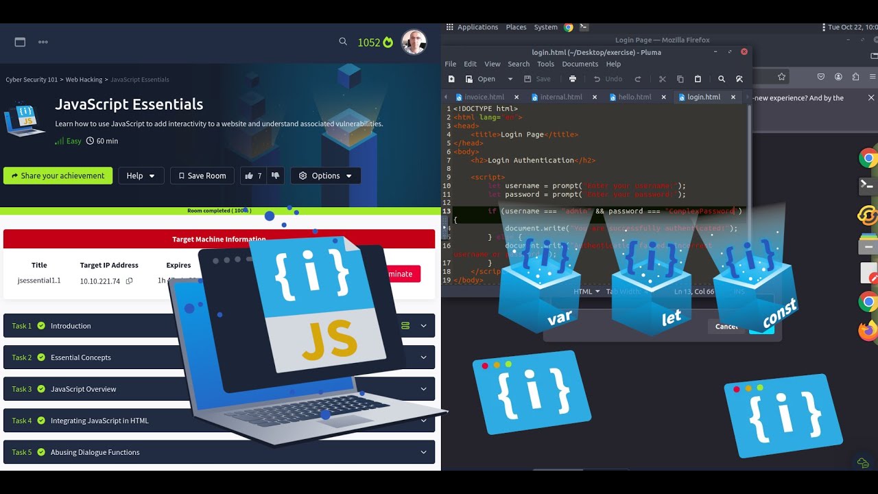 TryHackMe JavaScript Essentials:  Essentials Guide | Cyber Security 101 | SAL1