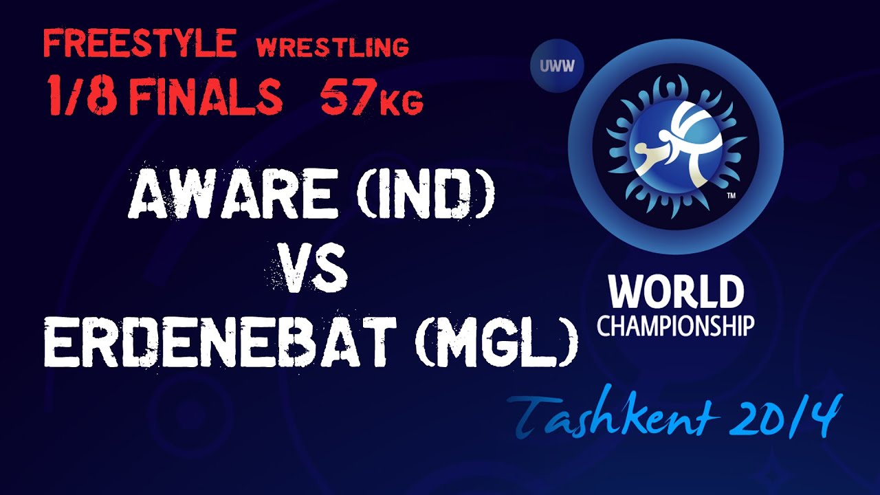1/8 Finals - Freestyle Wrestling 57 kg - R AWARE (IND) vs B ERDENEBAT (MGL) - Tashkent 2014