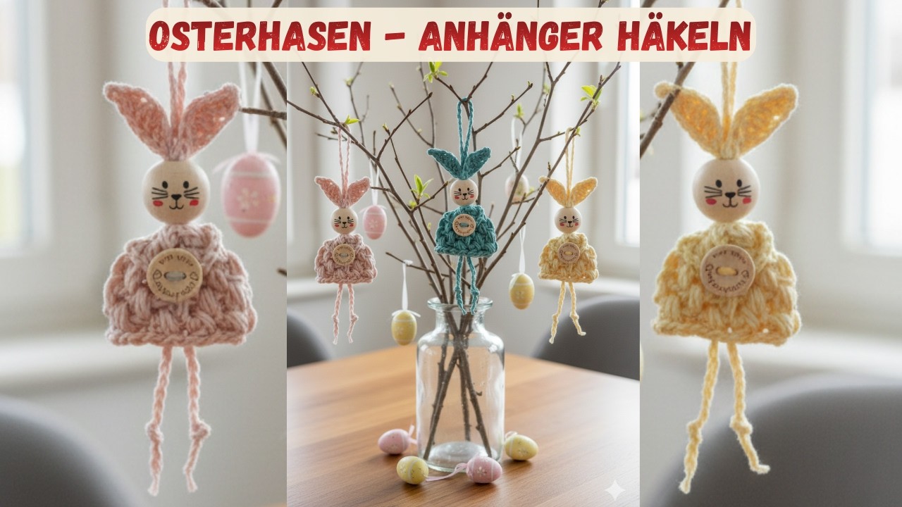 Osteranhänger häkeln 🐰 Osterhase 🧶für Anfänger erklärt #häkeln #diy #crochet #handmade #easter