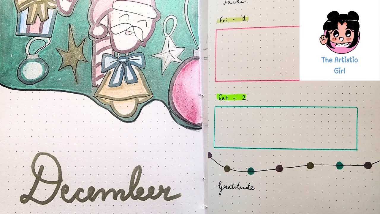 December 2023 Bullet Journal Setup | Theme - Christmas Tree Ornaments 