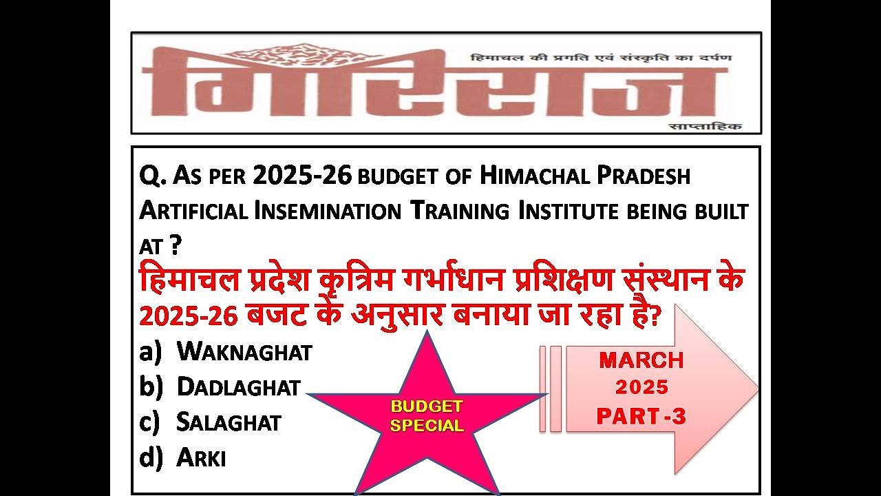 HP GIRIRAJ BUDGET SPECIAL MARCH 2025 || HIMACHAL PRADESH MARCH 2025 CURRENT AFFAIRS