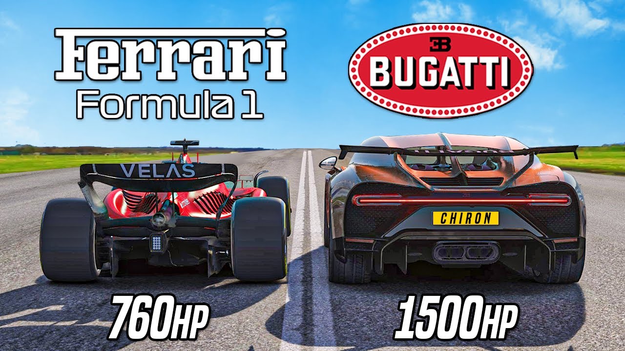 760HP Ferrari F1 Car v 1500HP Bugatti Chiron: DRAG RACE