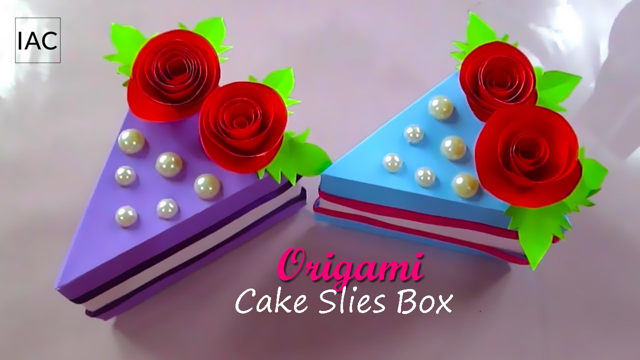 Origami Cake Slice Box Tutorial /DIY Cake Gift Box/ Paper Kawaii