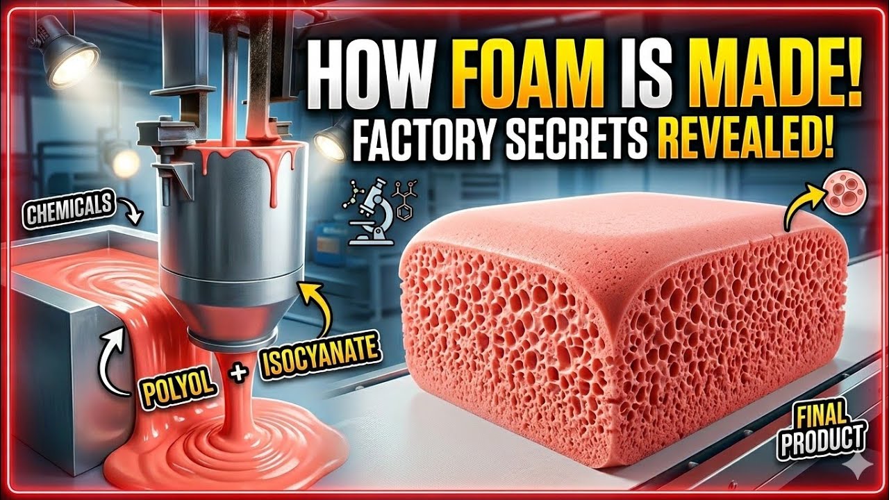 How Foam Made In a Factory? Continuous Foam Plant! PU Foam,HR Foam,Memory Foam & Latex कैसे बनता है?