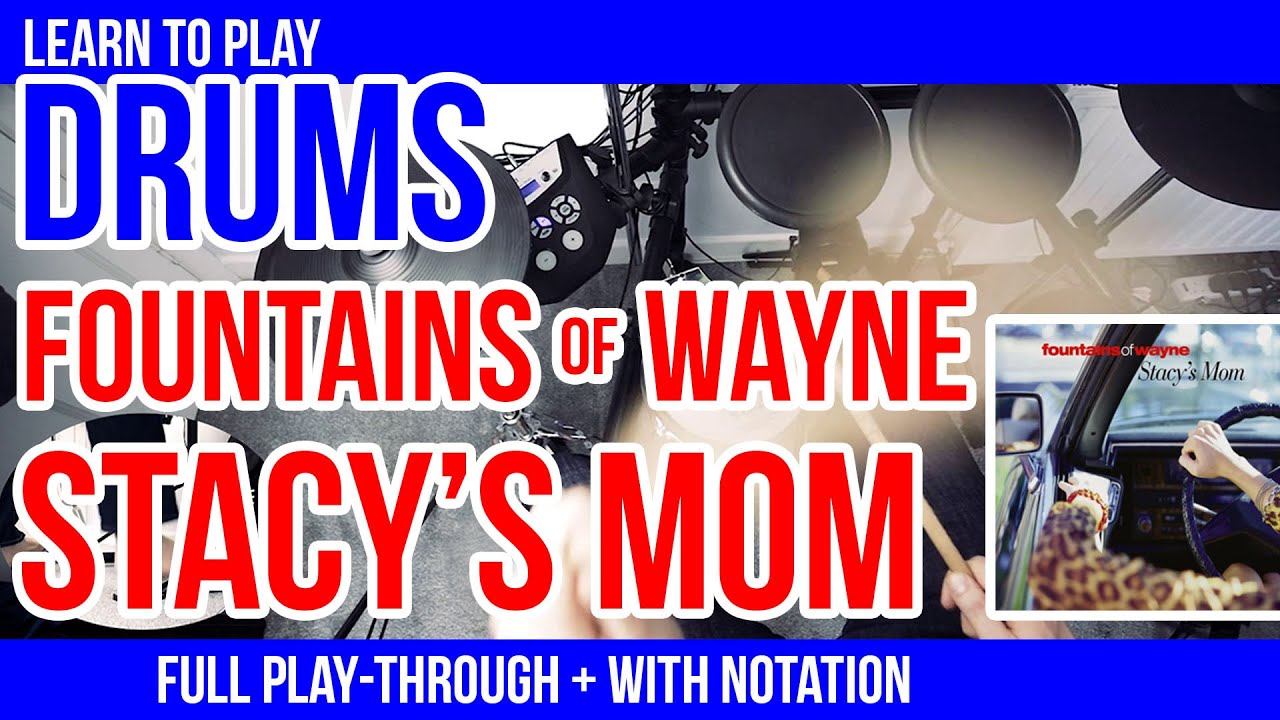 Stacy's Mom - DRUMS - Fountains of Wayne - playalong with transcription - learn to play drums
