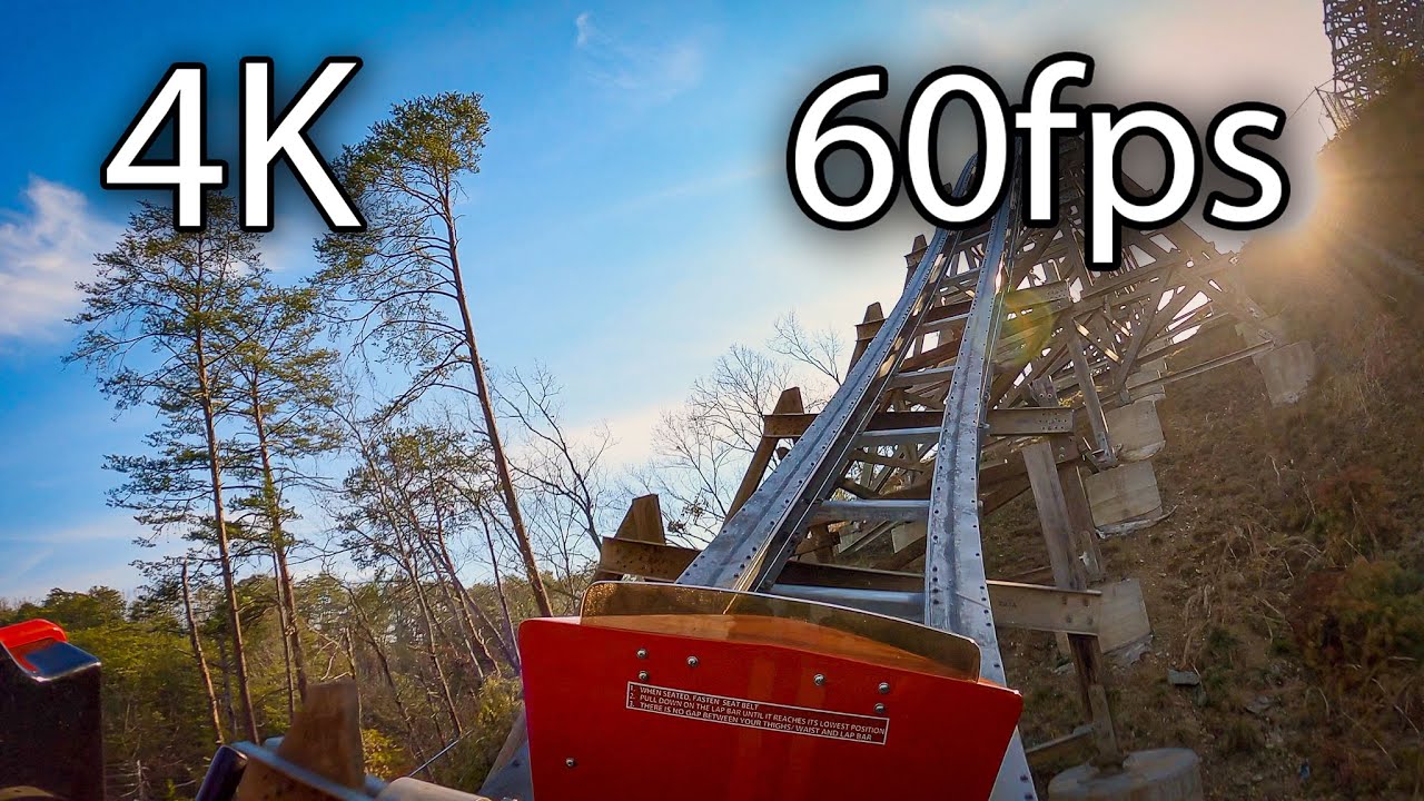 Lightning Rod (steel track) front seat on-ride 4K POV @60fps Dollywood