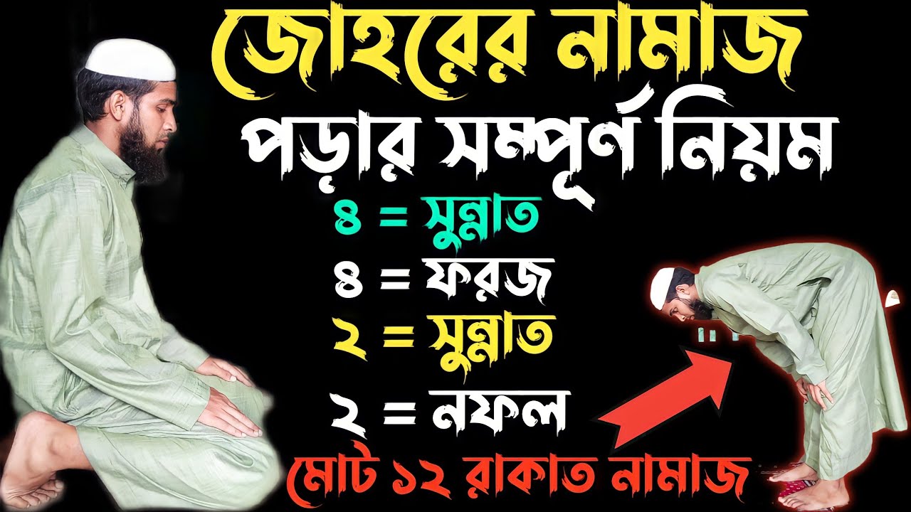 জোহরের নামাজ পড়ার নিয়ম | জোহরের সম্পূর্ণ নামাজ পড়ার নিয়ম | Johorer Namaz Porar Niyom