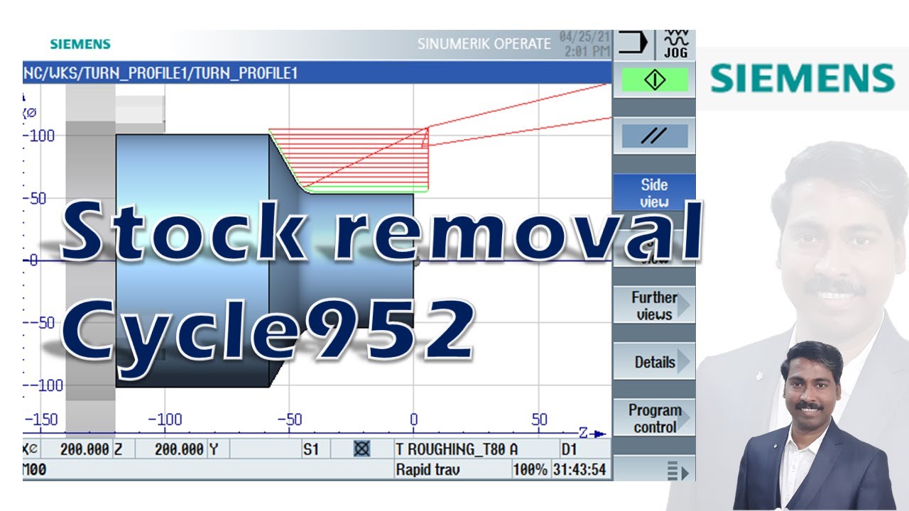 Stock removal cycle in Siemens | Cycle952 | Turning Cycle | CNC-Learning | Rajeev Sreedharan