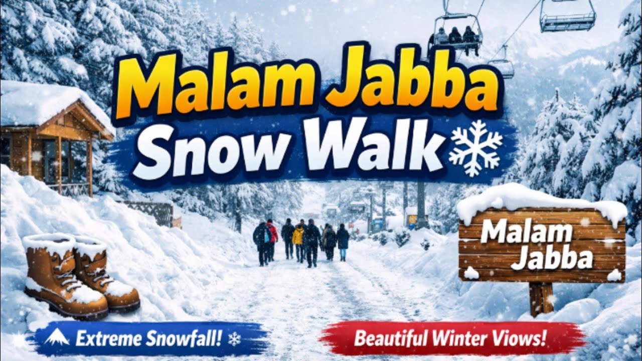 Malam Jabba Snowy Road Full Walk Tour❄️| Best Winter Tourist Spot in Swat Valley | PC Hotel 