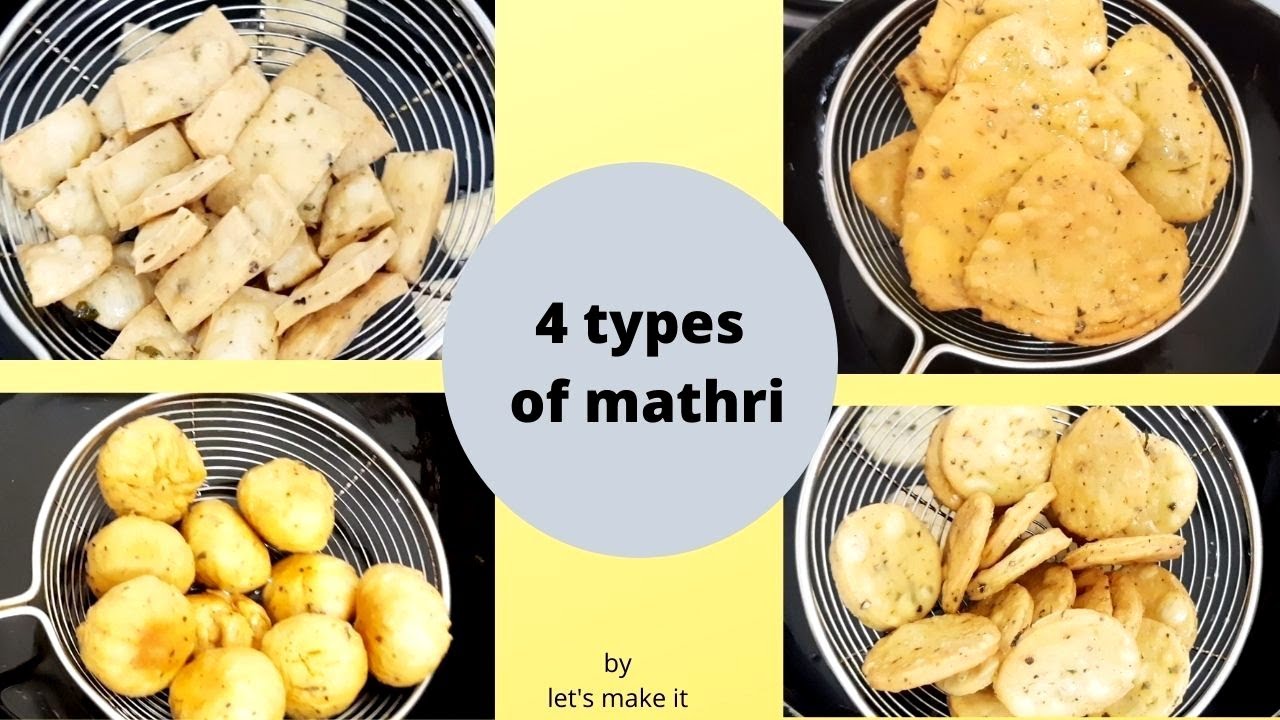 mathri recipe | खस्ता कुरकुरी मसाला मठरी | 4 types of matri recipe | holi special mathri recipe