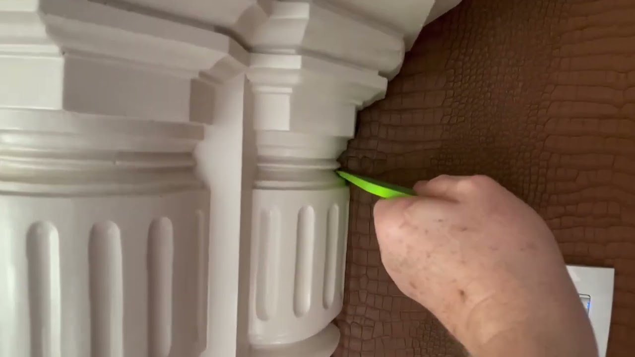 How to Cut Wallpaper Around Intricate Wood Trim & Marble Pillars - Spencer Colgan