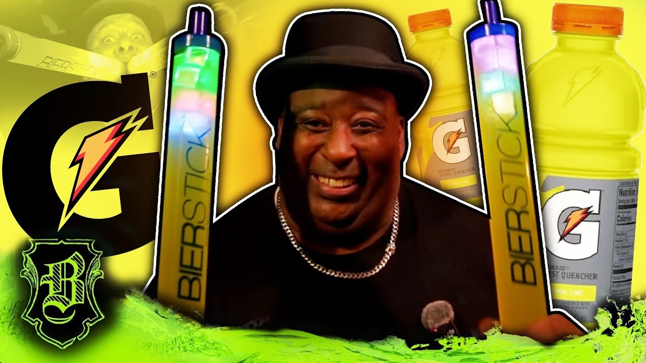 Double Barrel Gatorade Chug With 2 GLOWING Biersticks!