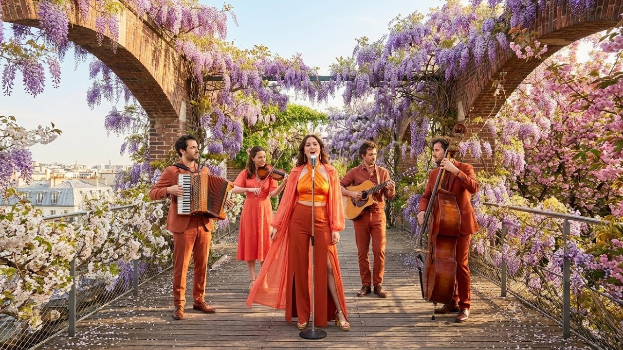 Paris in Bloom – Romantic French Love Songs Under Purple Wisteria
