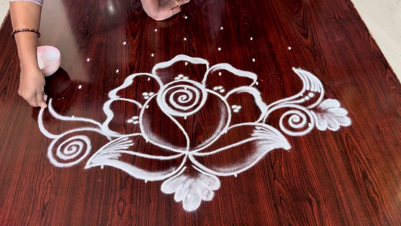 Beautiful rose 🌹 rangoli design / newyear nd Sankranthi Muggulu 