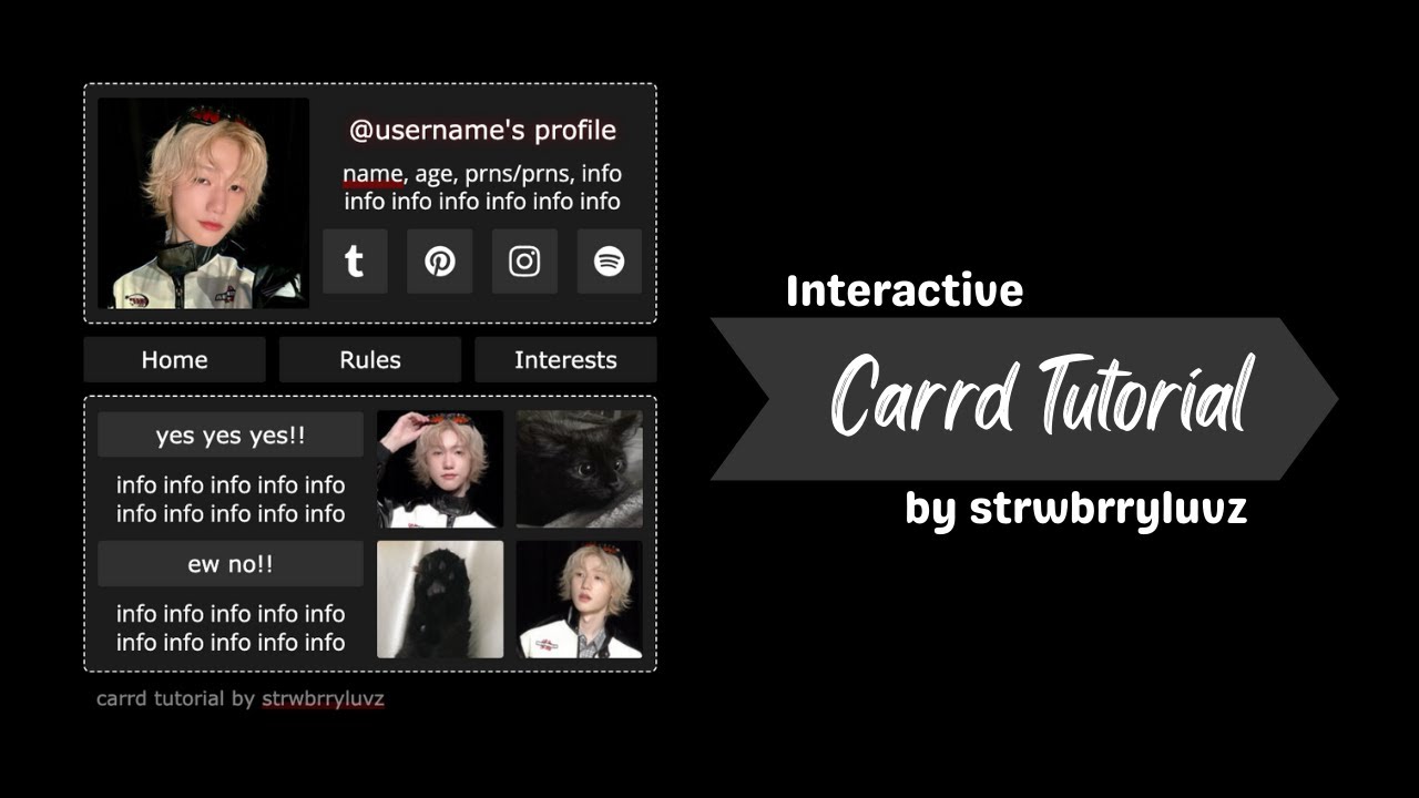 interactive carrd tutorial | dark theme (non-pro)