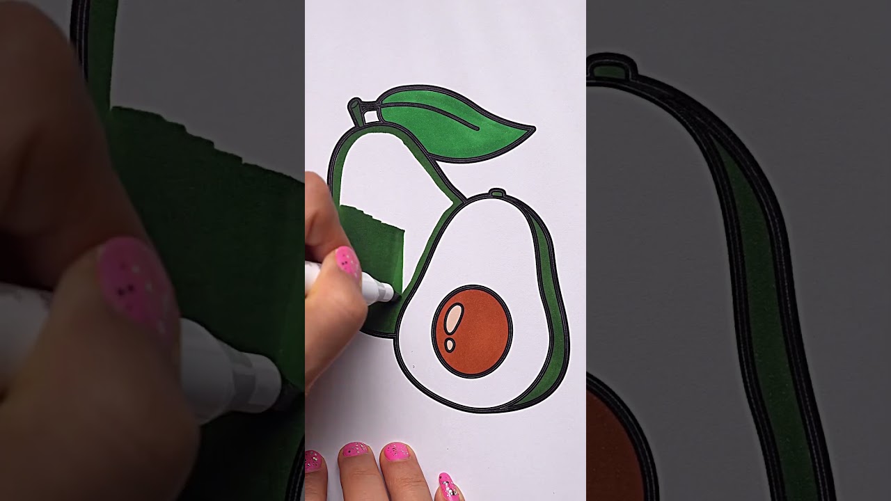 Satisfying Avocado Art: Marker Coloring Process 🥑