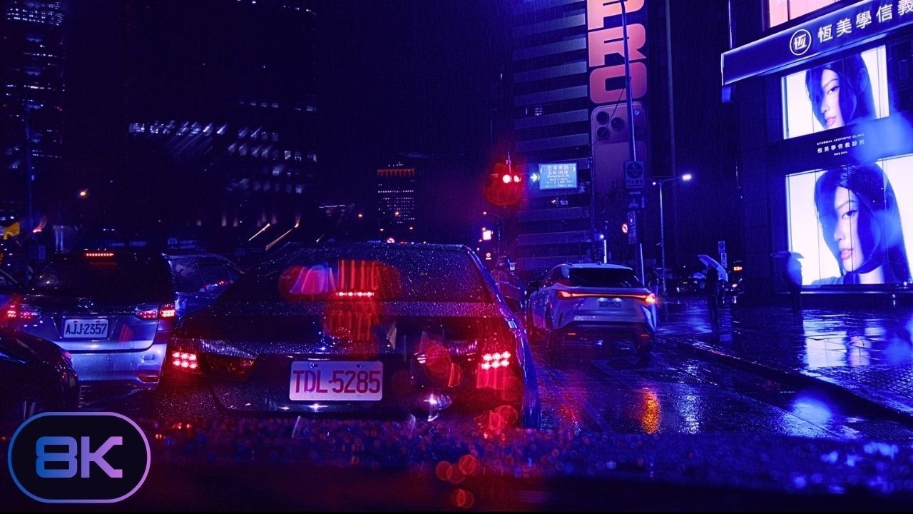 Neon Soaked Rain of Xinyi District • Drive Through Taipei