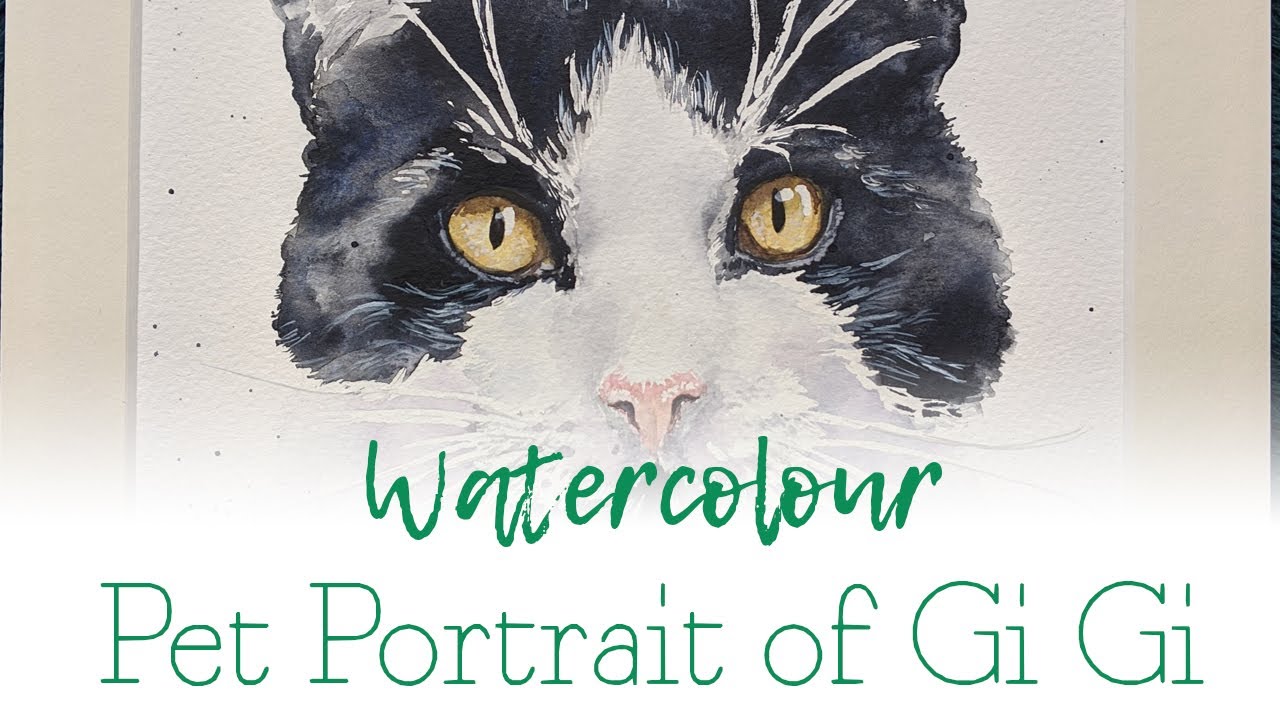 Watercolour Pet Portrait of Gi Gi the Cat - Katharine Skorka