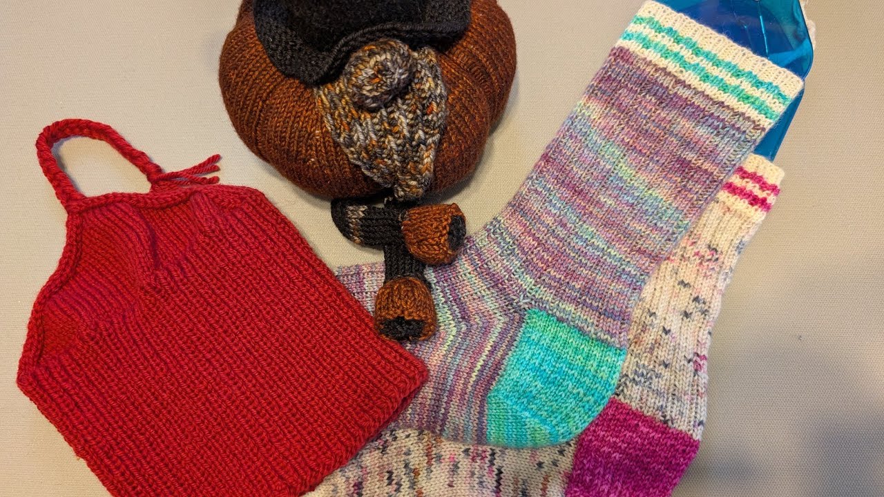 Knit & Chat #9. melt the ice hat and other store samples