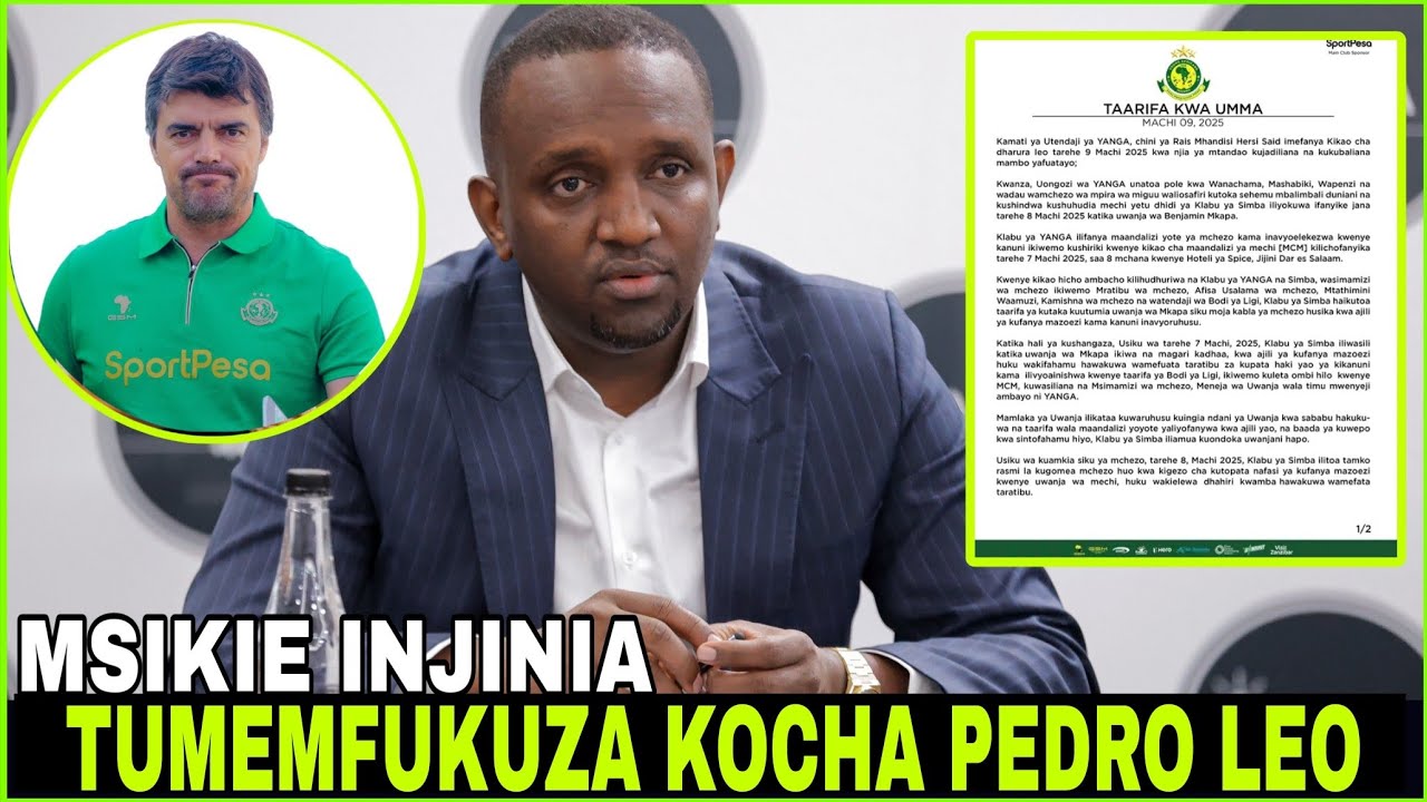 🔴#LIVE KIMENUKA; UONGOZI WA YANGA WATOA TAMKO MUDA HUU WATANGAZA KUMFUKUZA KOCHA PEDRO LEO, SABABU..