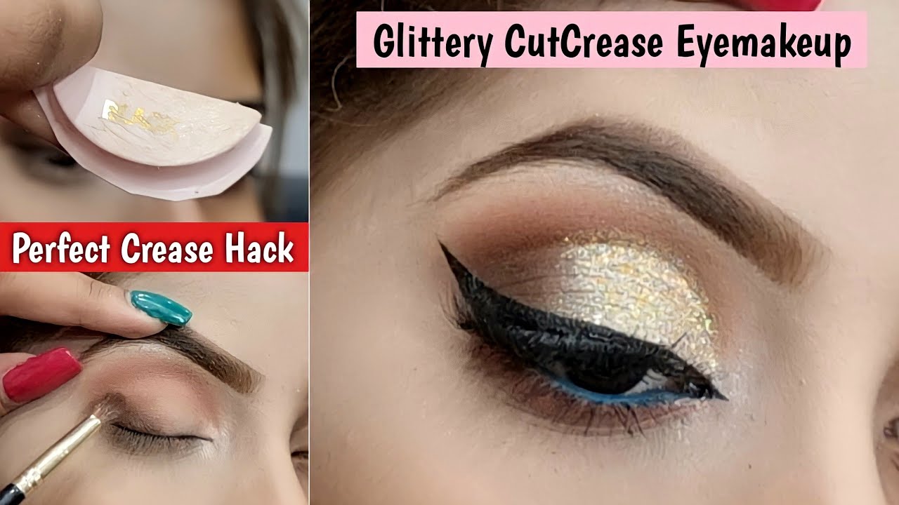 How to Create Glam Glitter Cut Crease Look || Classic Golden Glittery Eyemakeup Step by step...
