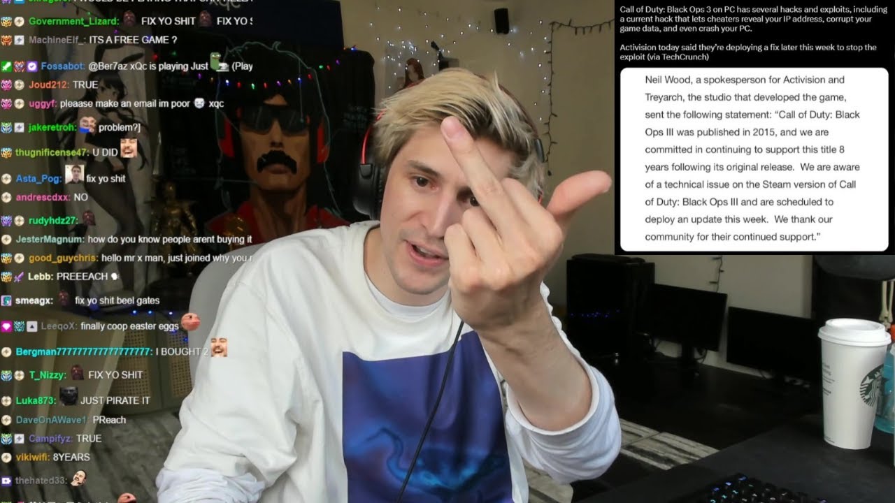 xQc has a message for Activision