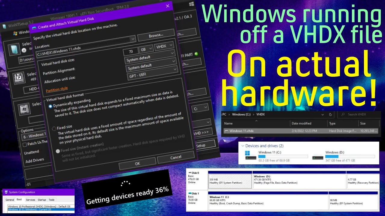 Установка и загрузка Windows с виртуального диска (файла VHD/VHDX) на реальном оборудовании!