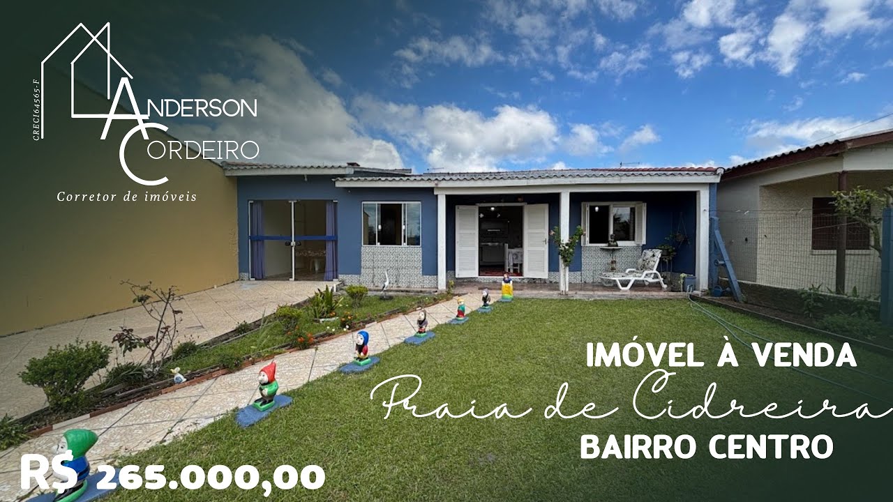 R$ 265.000,00!CASA A VENDA NO BAIRRO CENTRO EM CIDREIRA/RS.