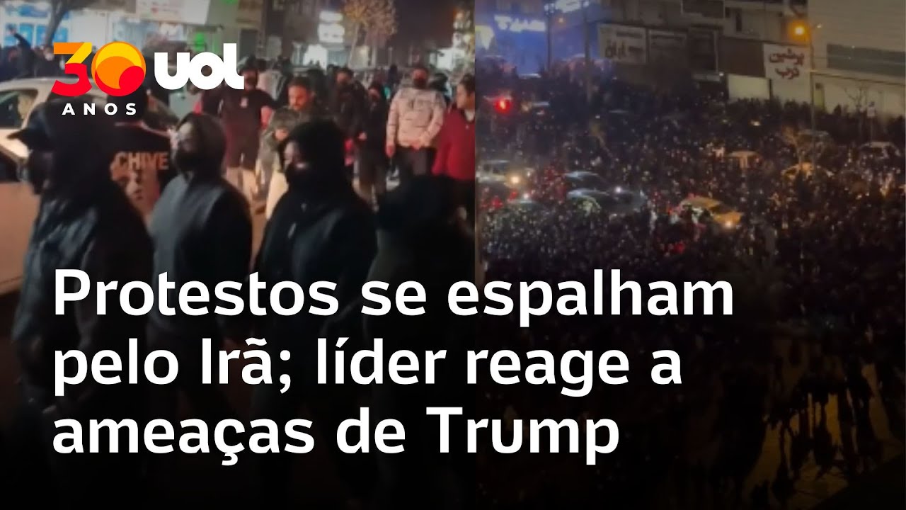 Protestos no Ir&atilde; se espalham pelo pa&iacute;s; l&iacute;der reage a amea&ccedil;as de Trump e fala em 'sabotadores'
