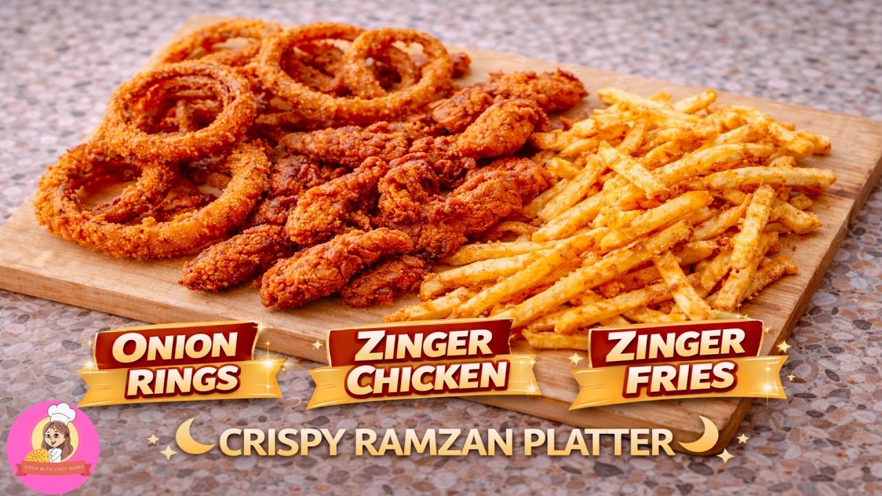 Iftar Snacks Platter | Zinger Fries, Crispy Onion Rings & Chicken Strips | Make & Freeze Recipe |