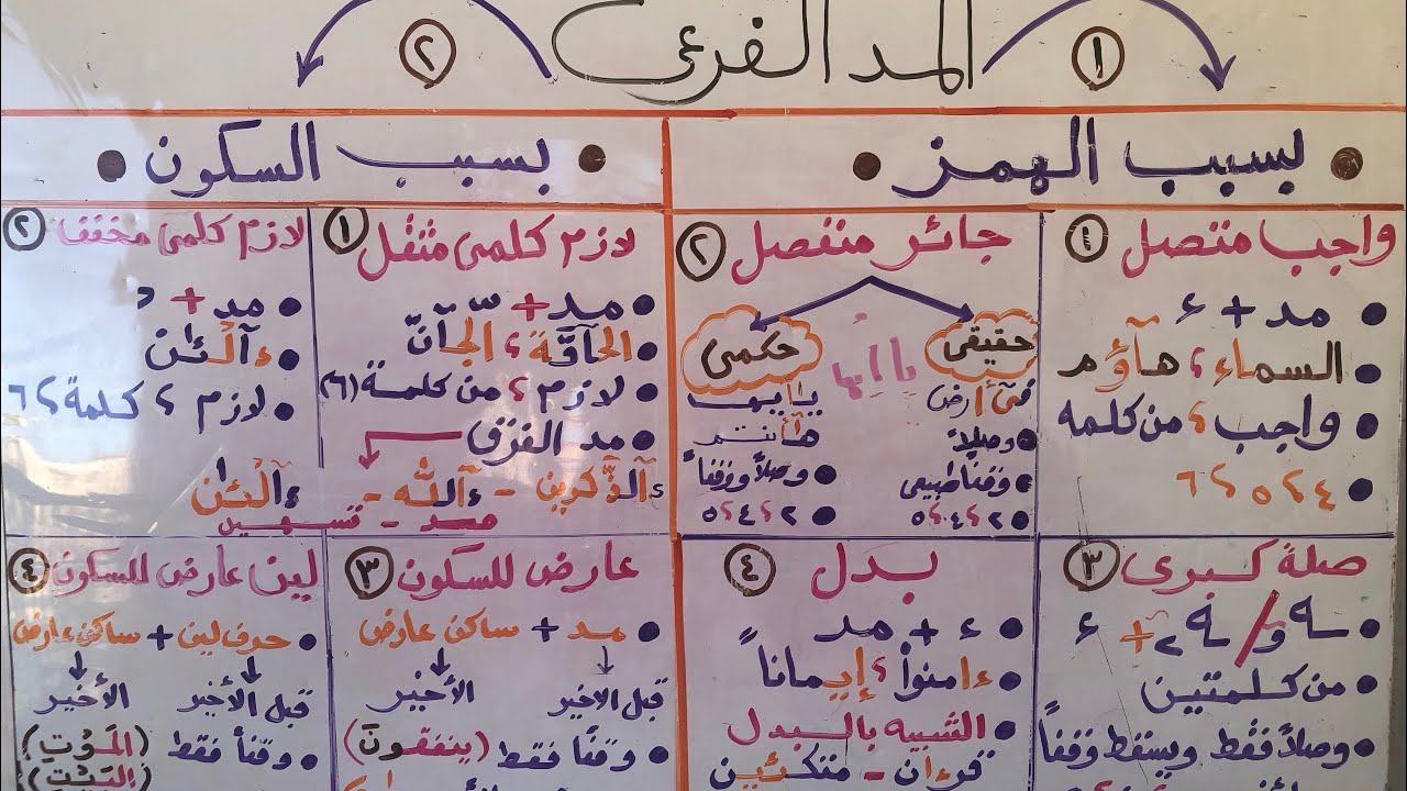 مراجعة سريعة على كل انواع المد الفرعى