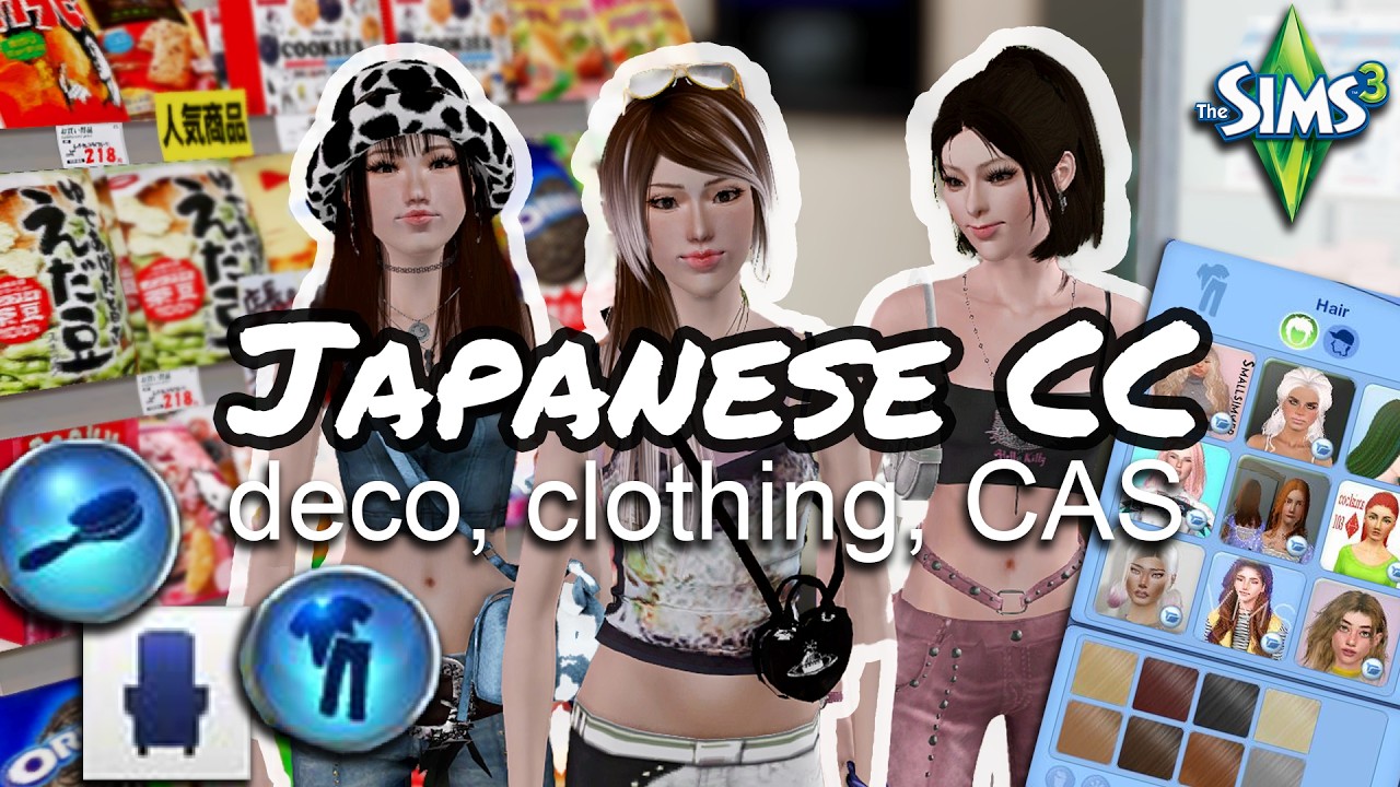 Sims 3 Japanese y2k CC Finds 🌸 Hair, Clothes, World & More!