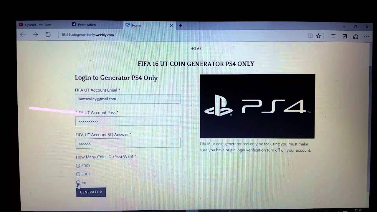 Fifa 16 ut coin maker ps4 only working