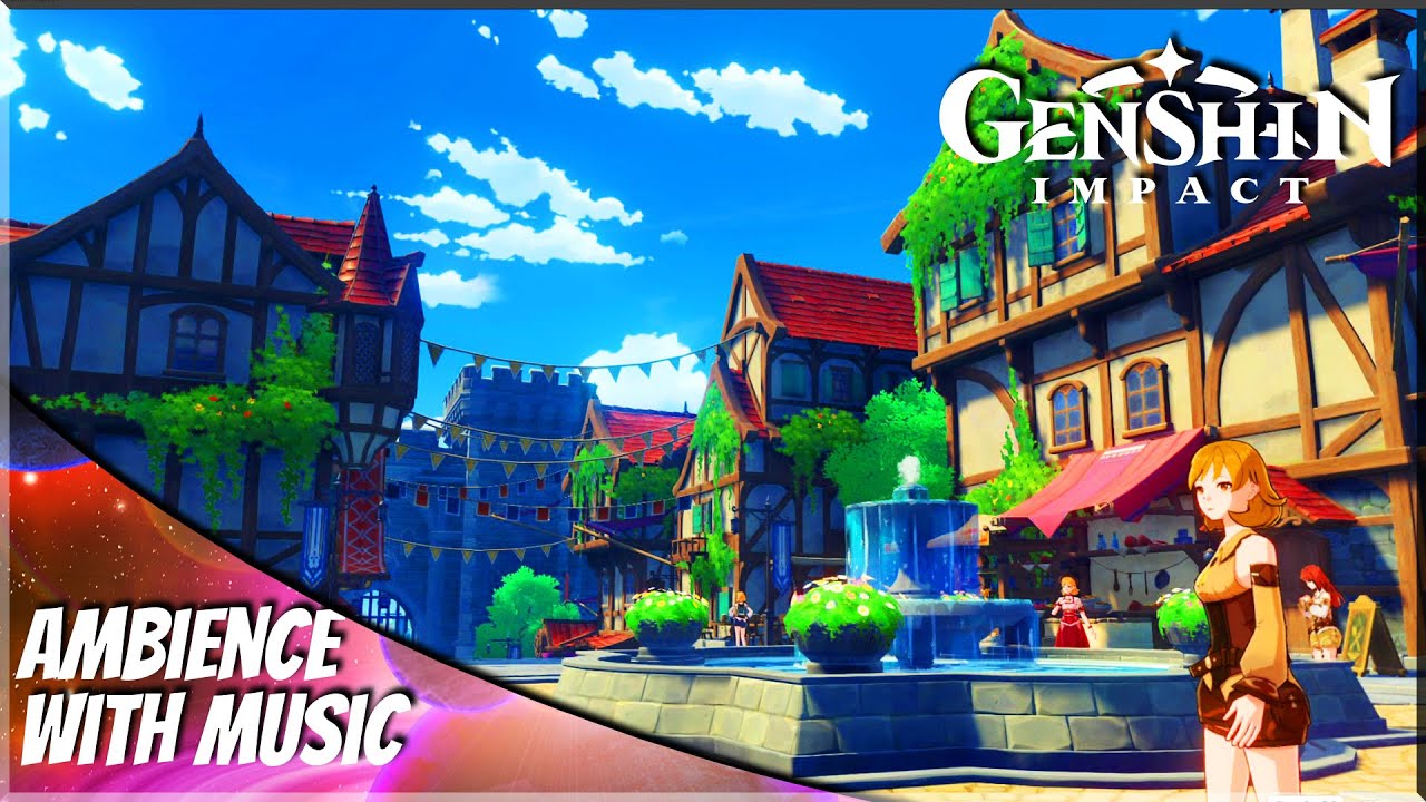 Genshin Impact Ambience ASMR | Relaxing Gaming Scenes | Mondstadt | Music Edition