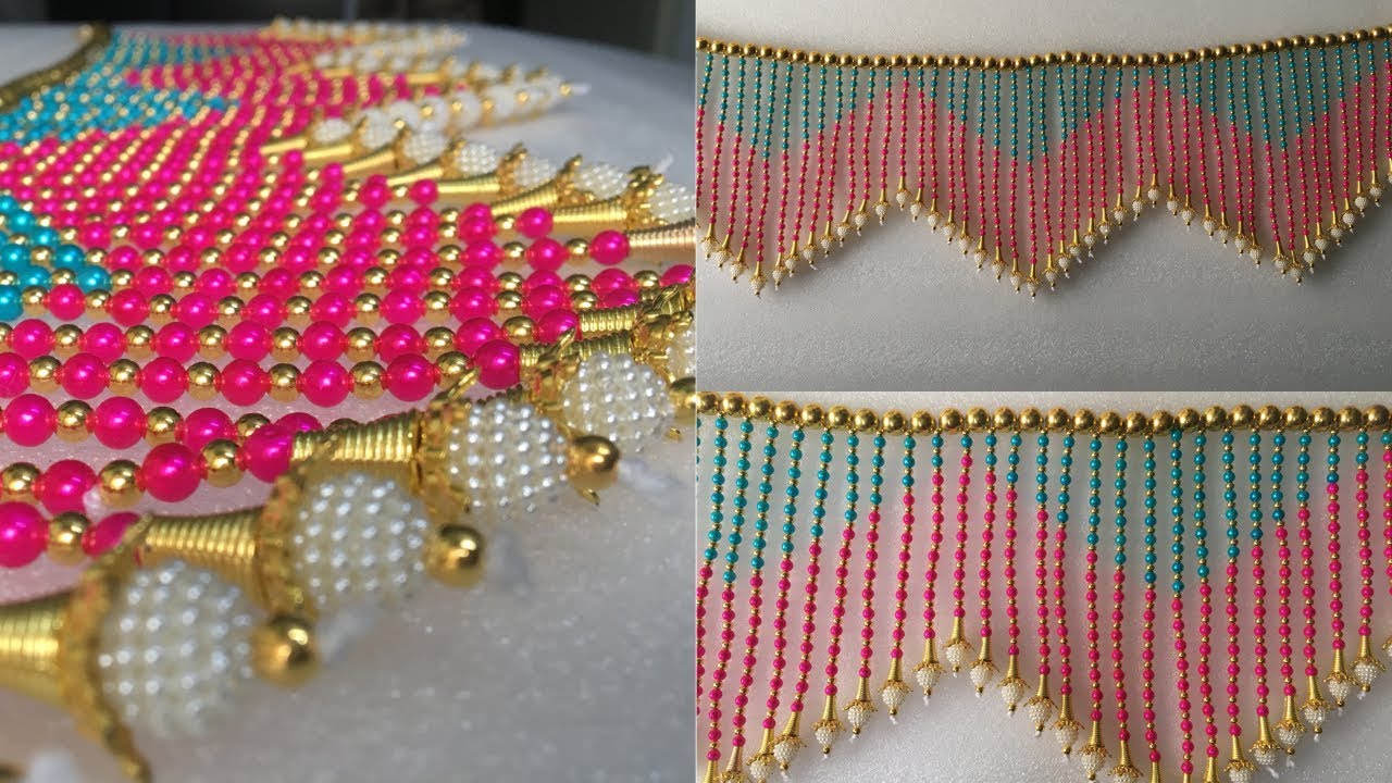 DIY &ndash; Quick & Easy Pearl Beaded Toran &ndash; How To Make Door Toran &ndash; Home Decoration Ideas