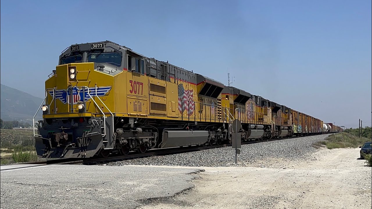Stout Union Pacific Manifest Train At Scenic Keenbrook Cajon Pass! Northbound Palmdale Cutoff!