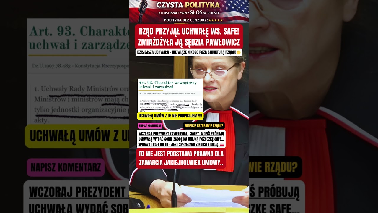 RZĄD PRZYJĄŁ UCHWAŁĘ WS. SAFE! ZMIAŻDŻYŁA JĄ SĘDZIA PAWŁOWICZ!