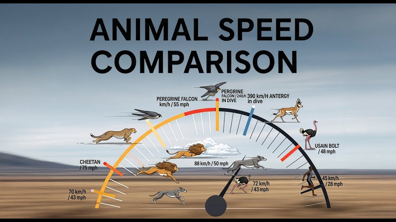 SPEED COMPARISON - Animal Speed Rankings  -From Slowest to Fastest