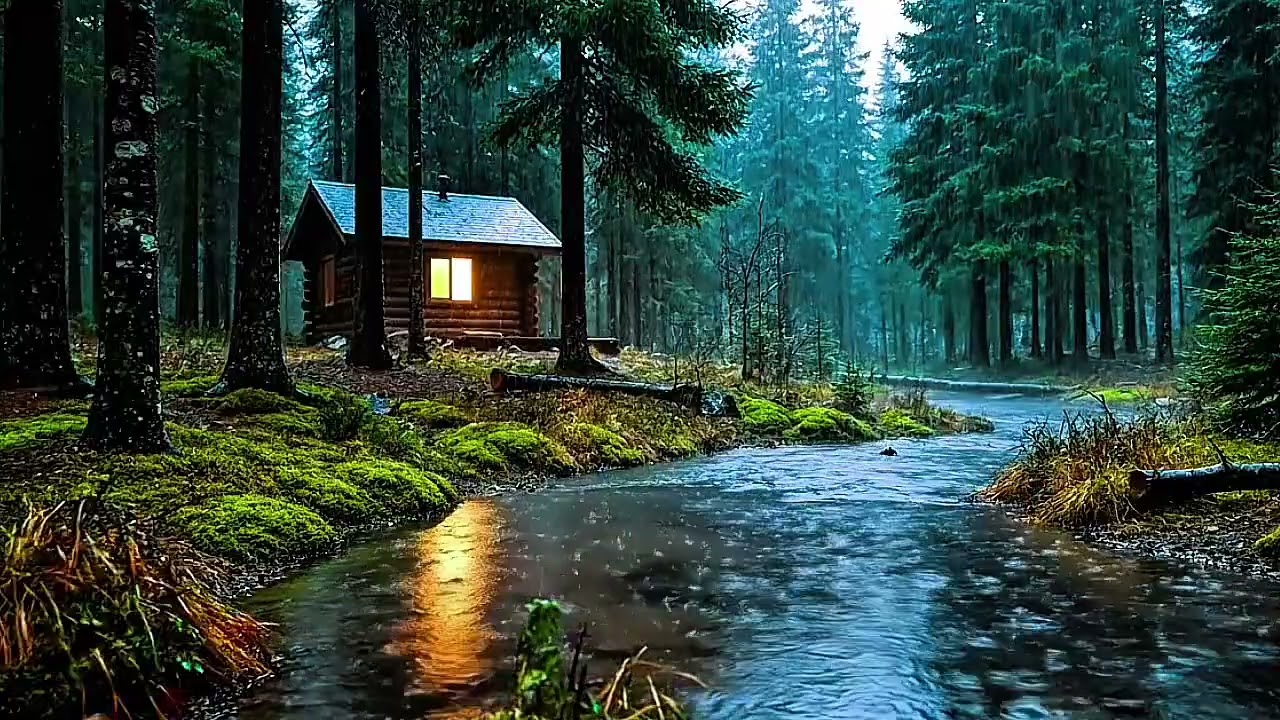 Cozy Canadian forest Rain & Soft Thunder Healing Rain Sounds for Deep Sleep and Full Relaxation