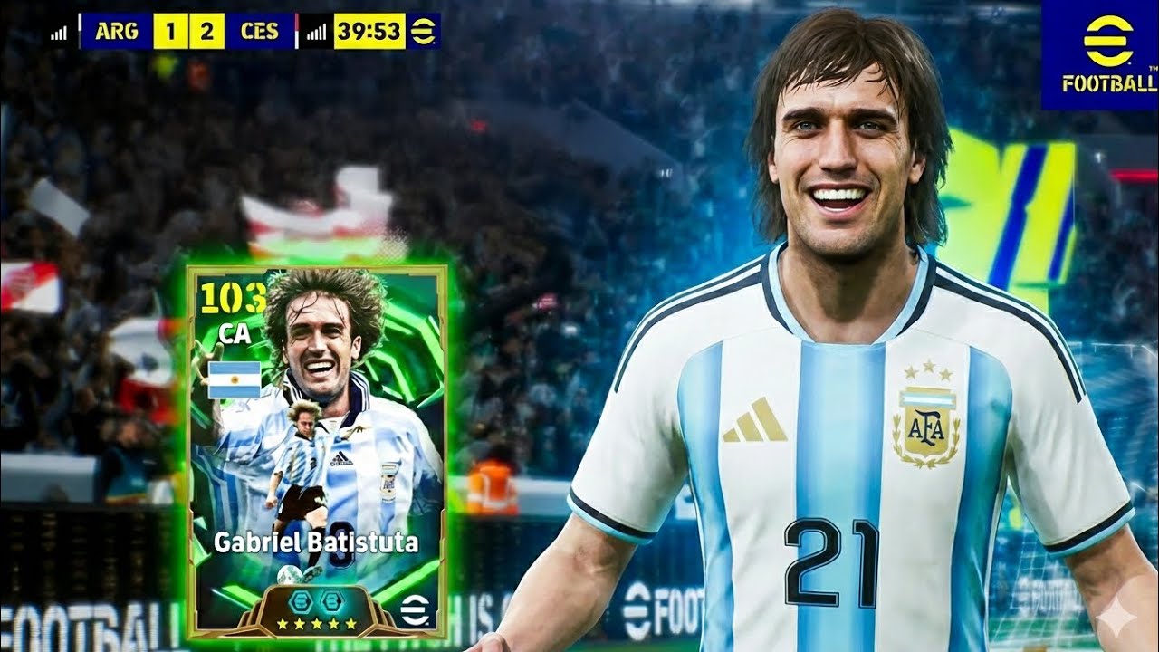 ESTRÉIA ABSURDA DE BATISTUTA COLOCANDO ADVERSÁRIO PARA KITAR NO EFOOTBALL MOBILE   