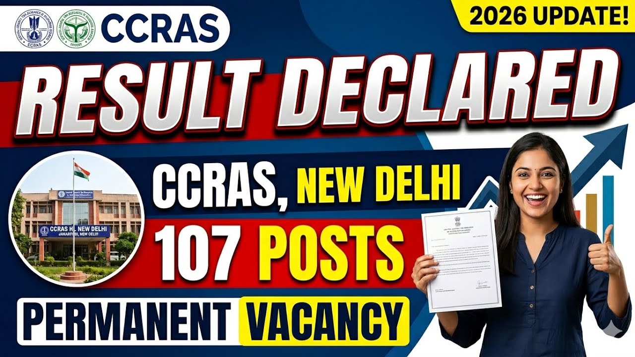CCRAS New Delhi Multiple Vacancy Result Declared || CCRAS Result Declared 2026 || Permanent Vacancy 