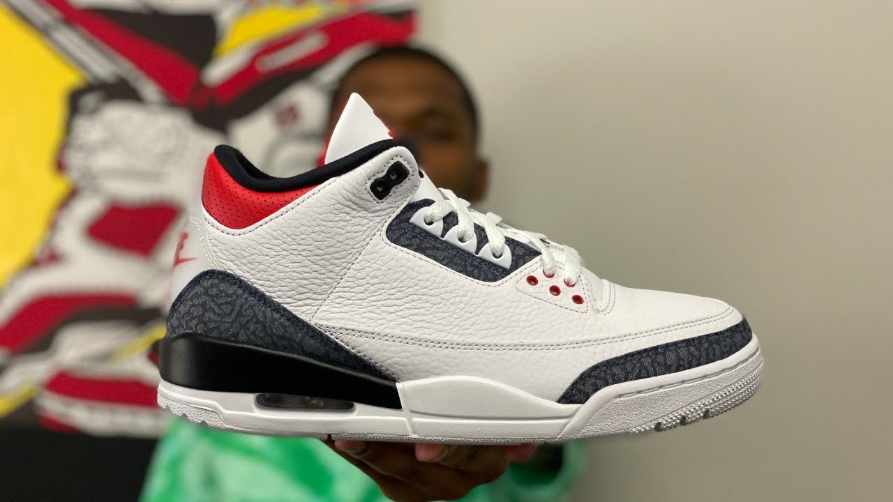 The AIR JORDAN 3 FIRE RED DENIM Is.....