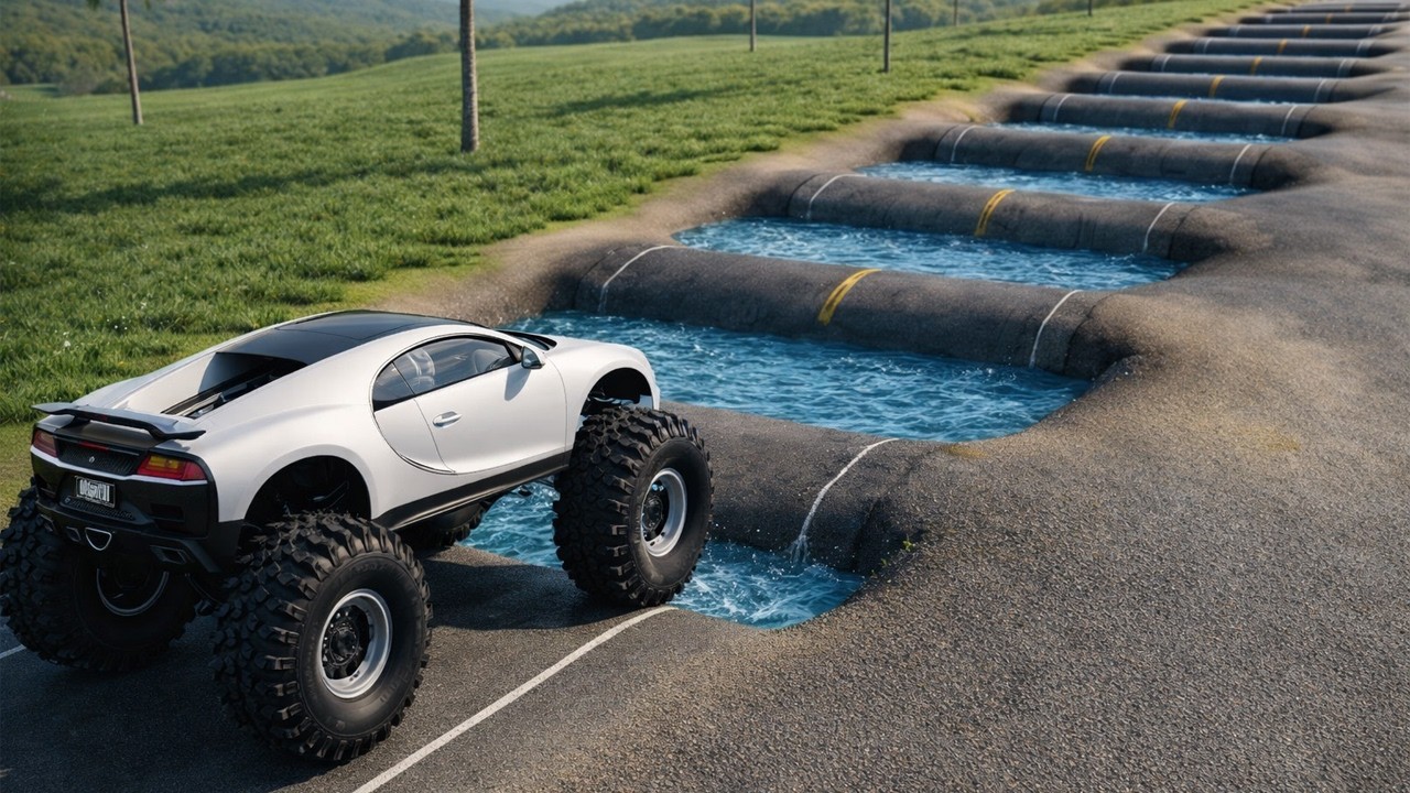 Car vs 100 Water Potholes x Volcano Pit Challenge |👑BeamNG Drive