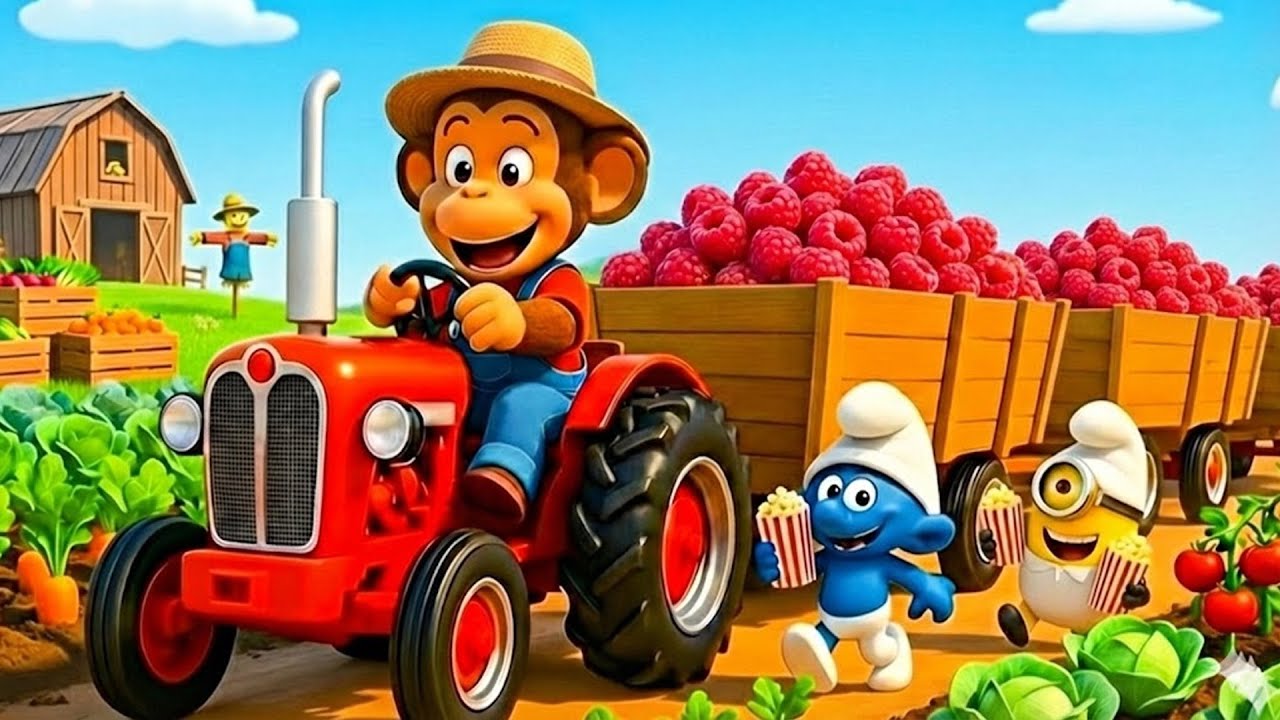 A Heartwarming Farm Day as Kiki Harvests Fresh Raspberries and Brings Them Home 🍓🐒🚜