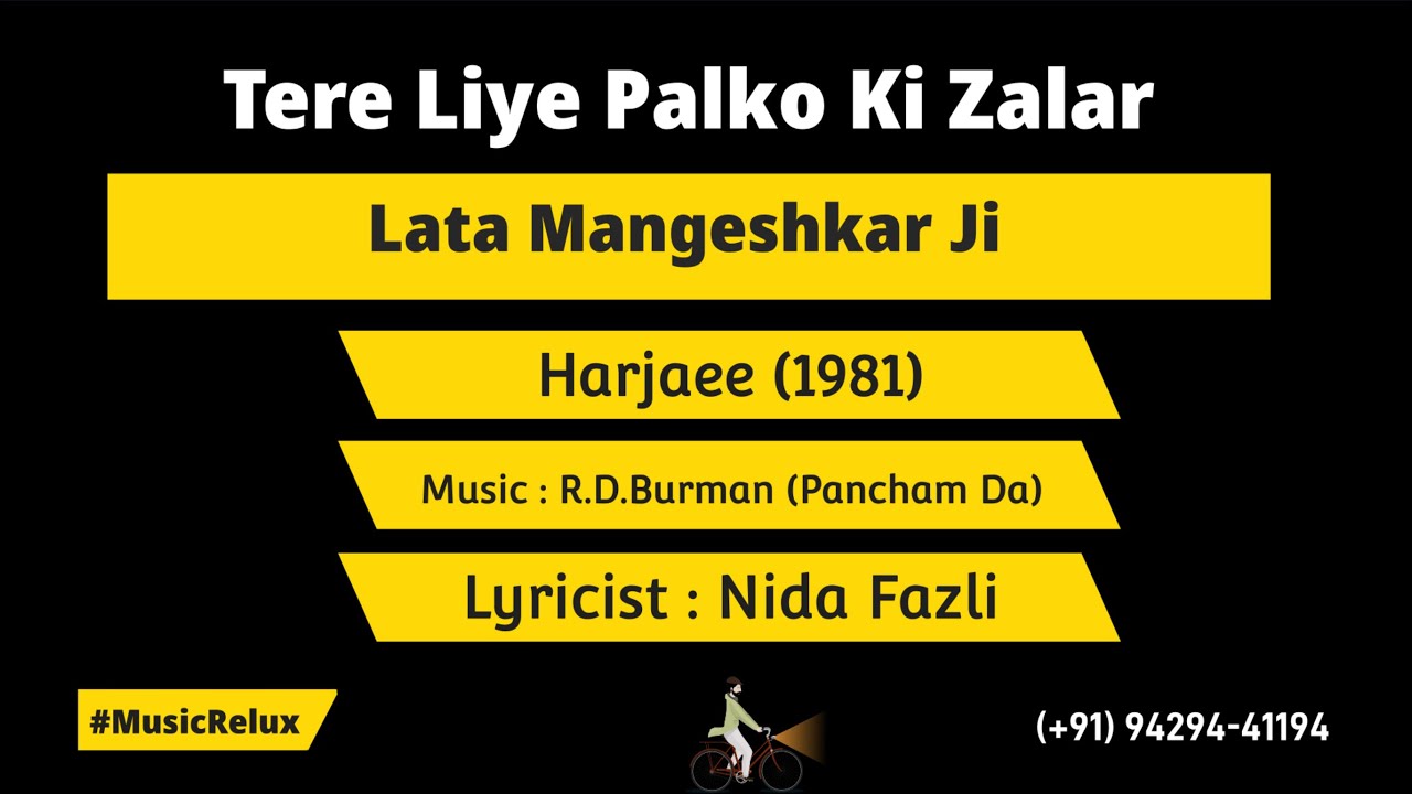 Tere Liye Palko Ki Jhalar ~ Karaoke ~ Harjaee ~Musicrelux | Lata Mangeshkar | RD Burman Ji