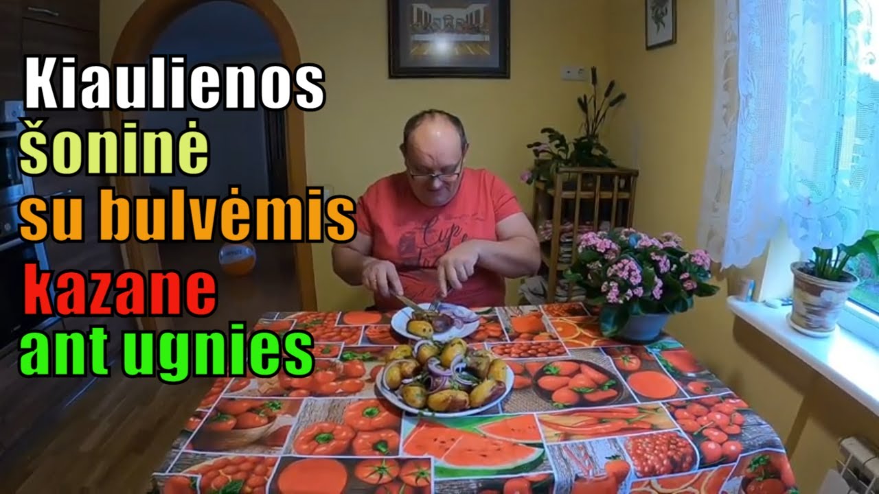 Kiaulienos šoninė su bulvėmis kazane ant laužo