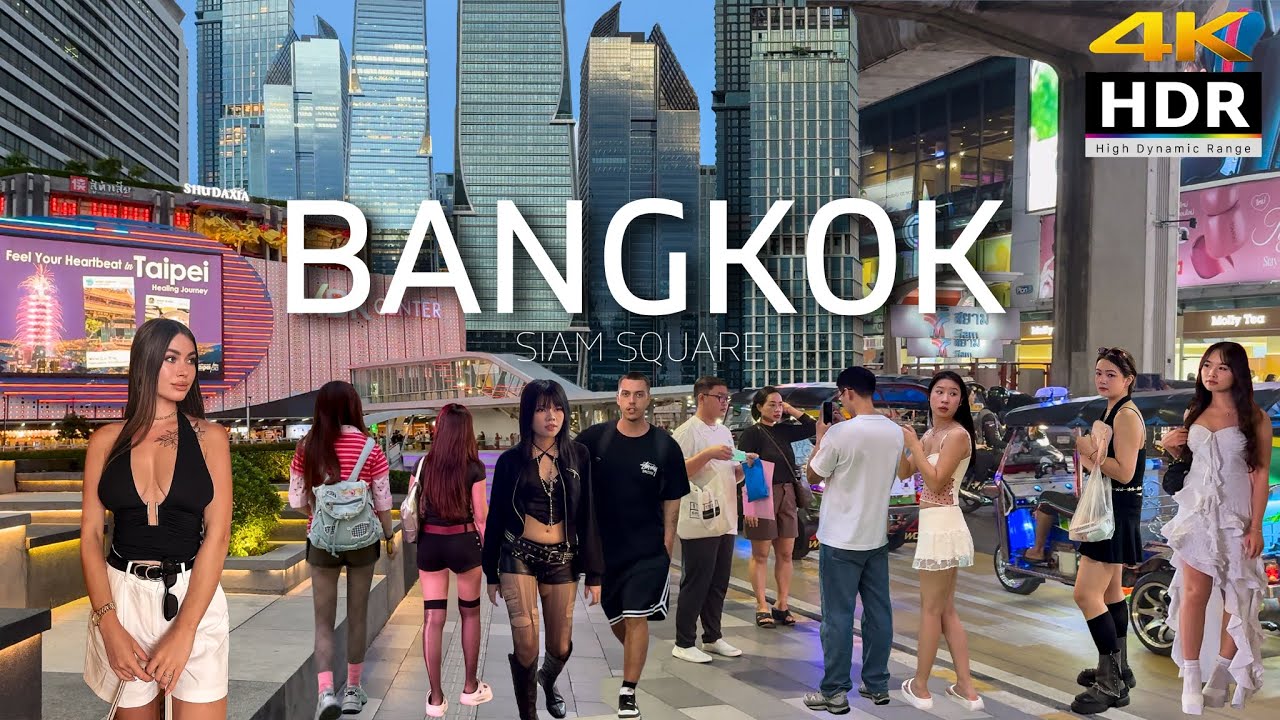 4K HDR | Bangkok Downtown Night Walk | Siam Square Area -  The Tokyo of Thailand 2025