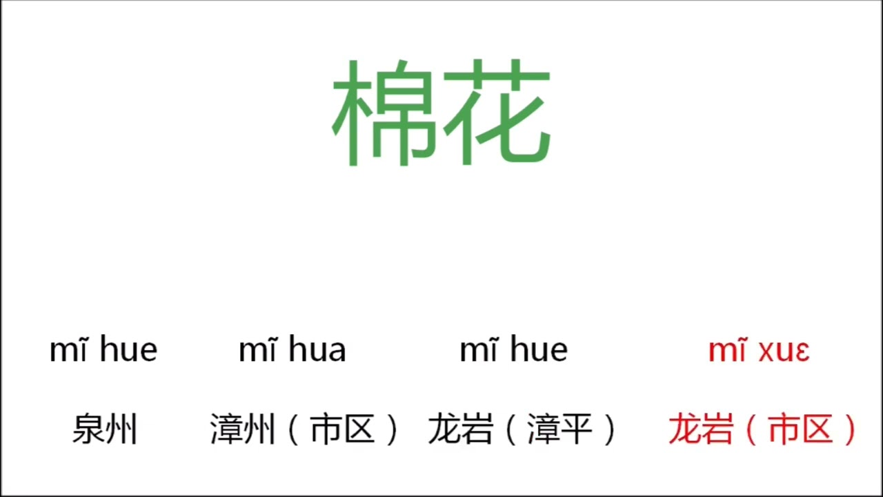 闽南话龙岩腔与厦漳泉腔的一些词汇发音对比