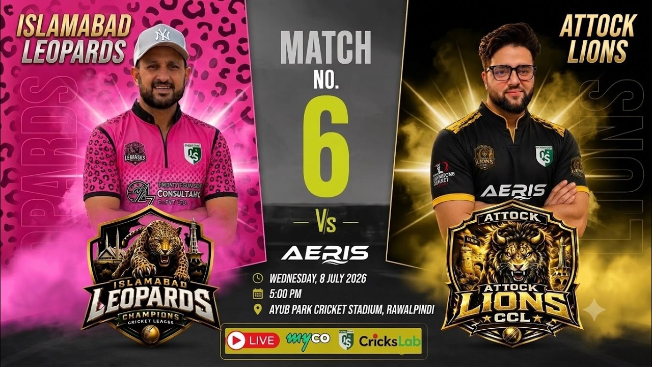 Islamabad Leopards vs Attock Lions | Match 6 | Aeris Champions Cricket League | on myco